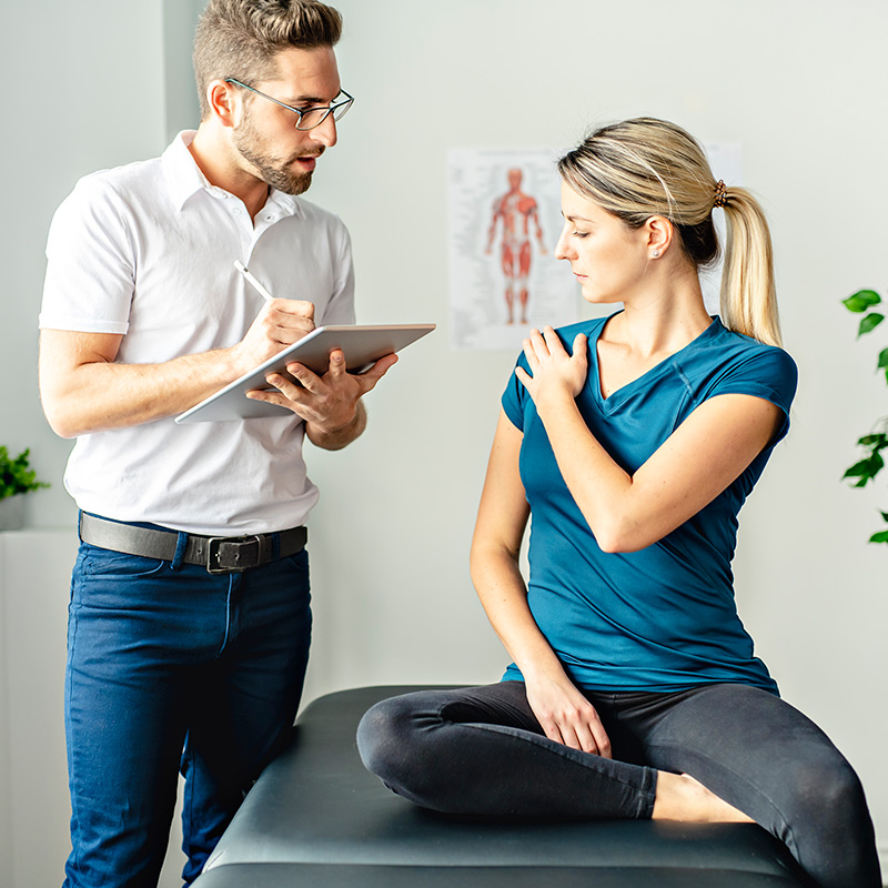 Modern rehabilitation physiotherapy man at work